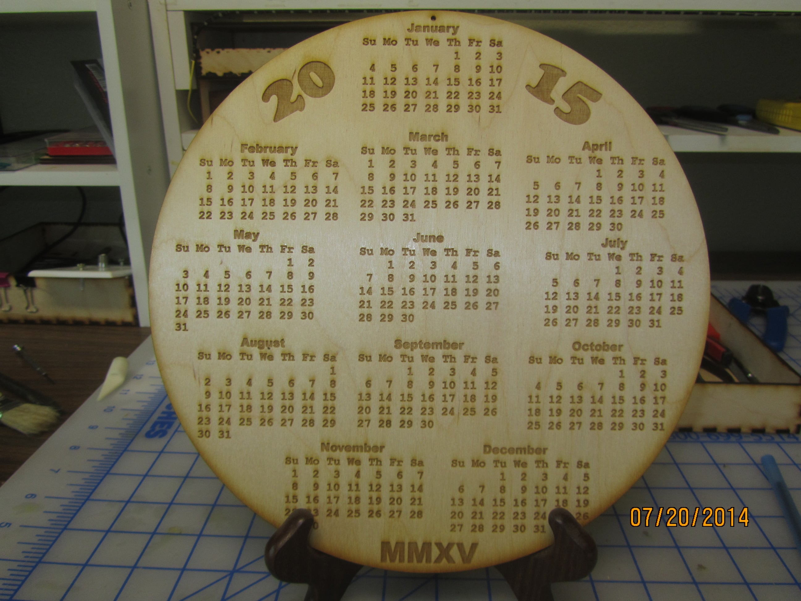 2015 Calendars.  Laser  Wood  Cube  Circle  Hex Clock