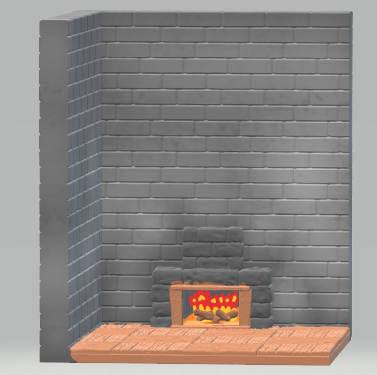 Livingroom corner with fireplace