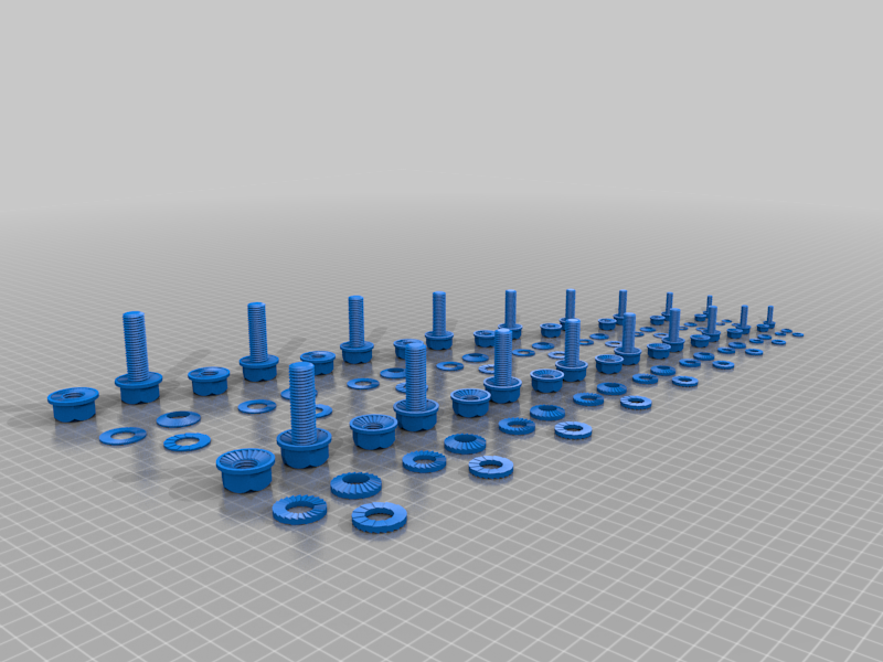 3D PRINTABLE M4-M12 wedge safety washers, nuts and bolts. mod from nord lock original and x series