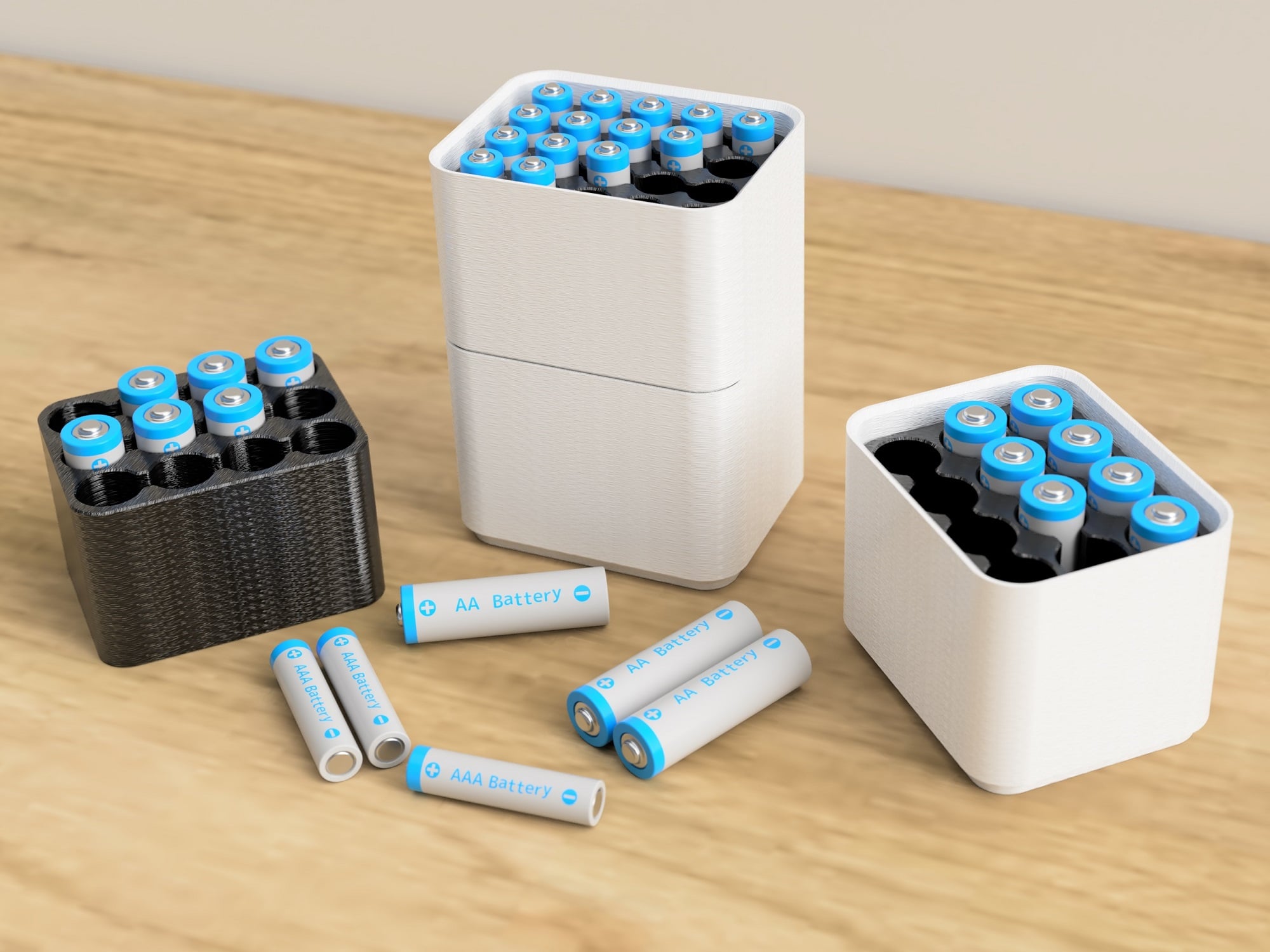Minimal Stackable Battery Organizer for AA & AAA | Storage Container Holder