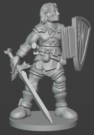 A fighter with sword and collapsible shield