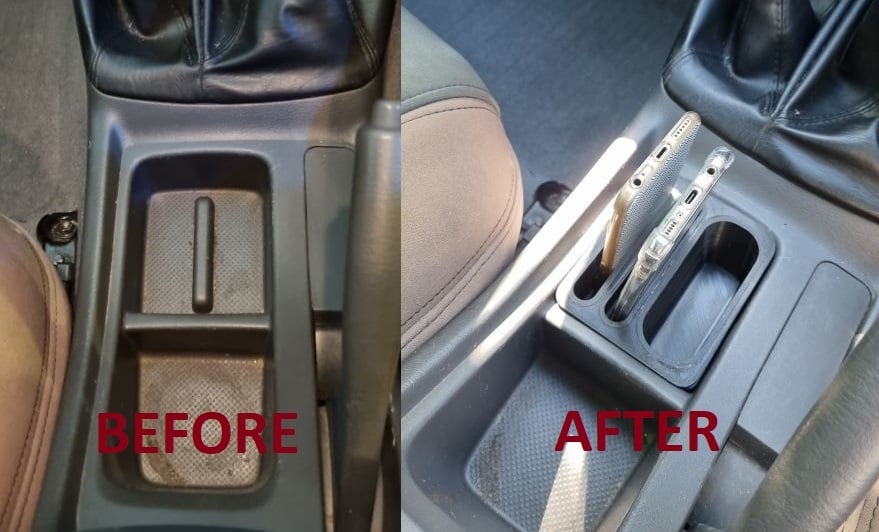 Car centre console tidy with phone slots