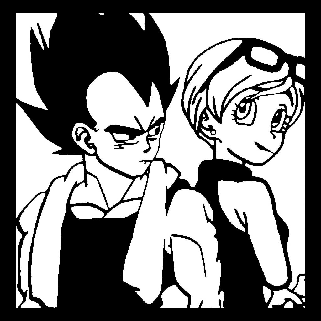 Bulma and Vegeta stencil