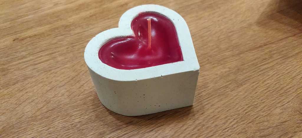 Concrete heart candle mold