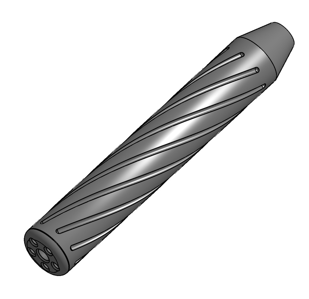 195x35mm Fluted Airsoft Silencer 