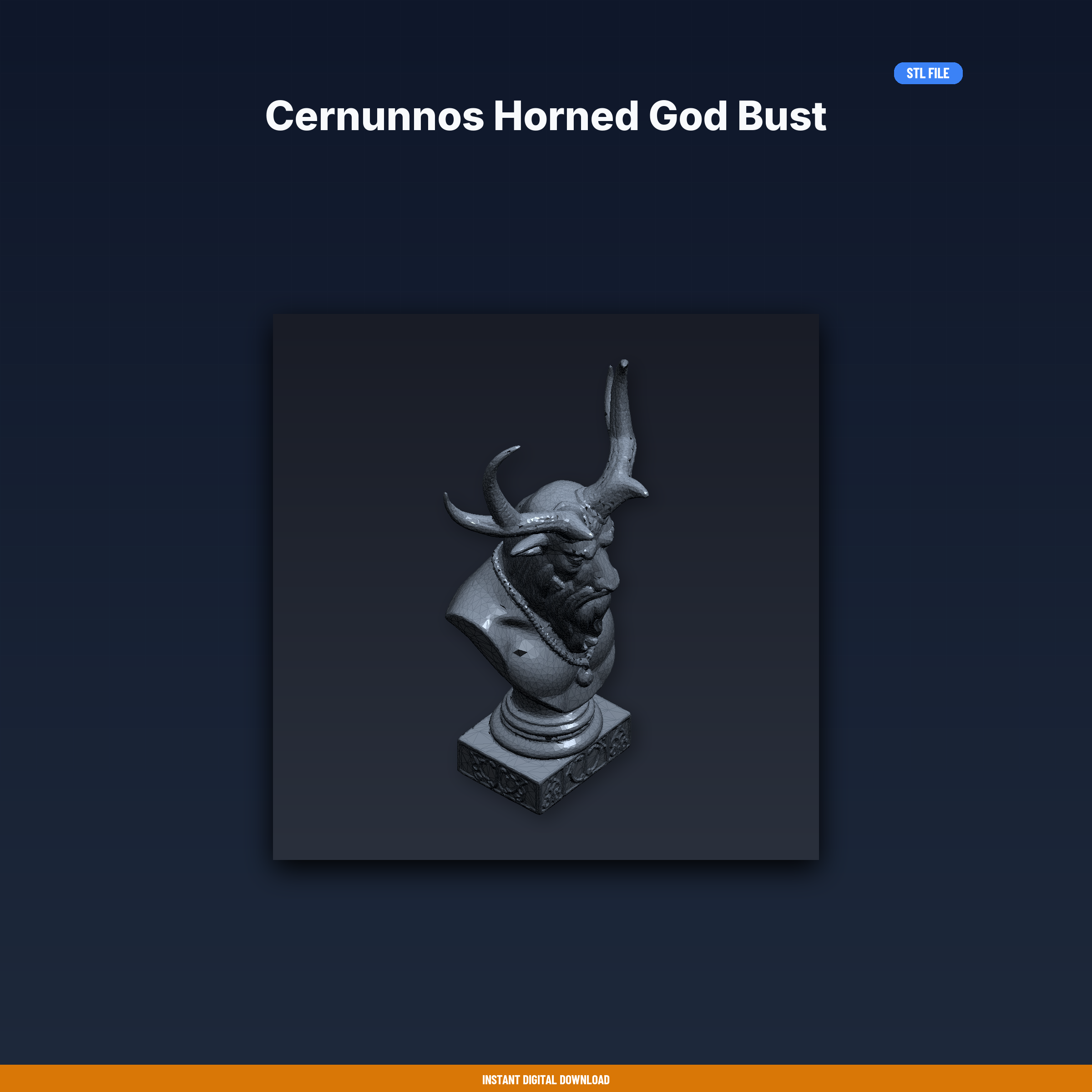 Cernunnos Horned God Bust STL File for 3D Printing, Mythology Figures Digital Download