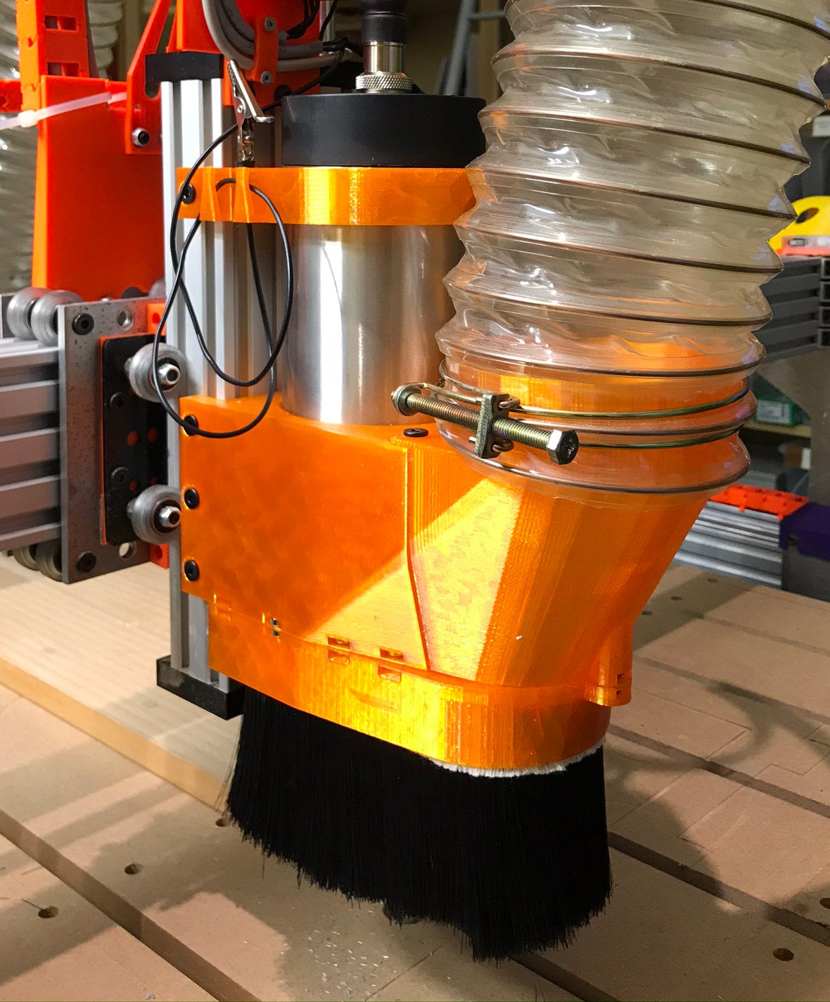 80mm spindle cnc router C-Beam holder with 100mm detachable dust extraction hose