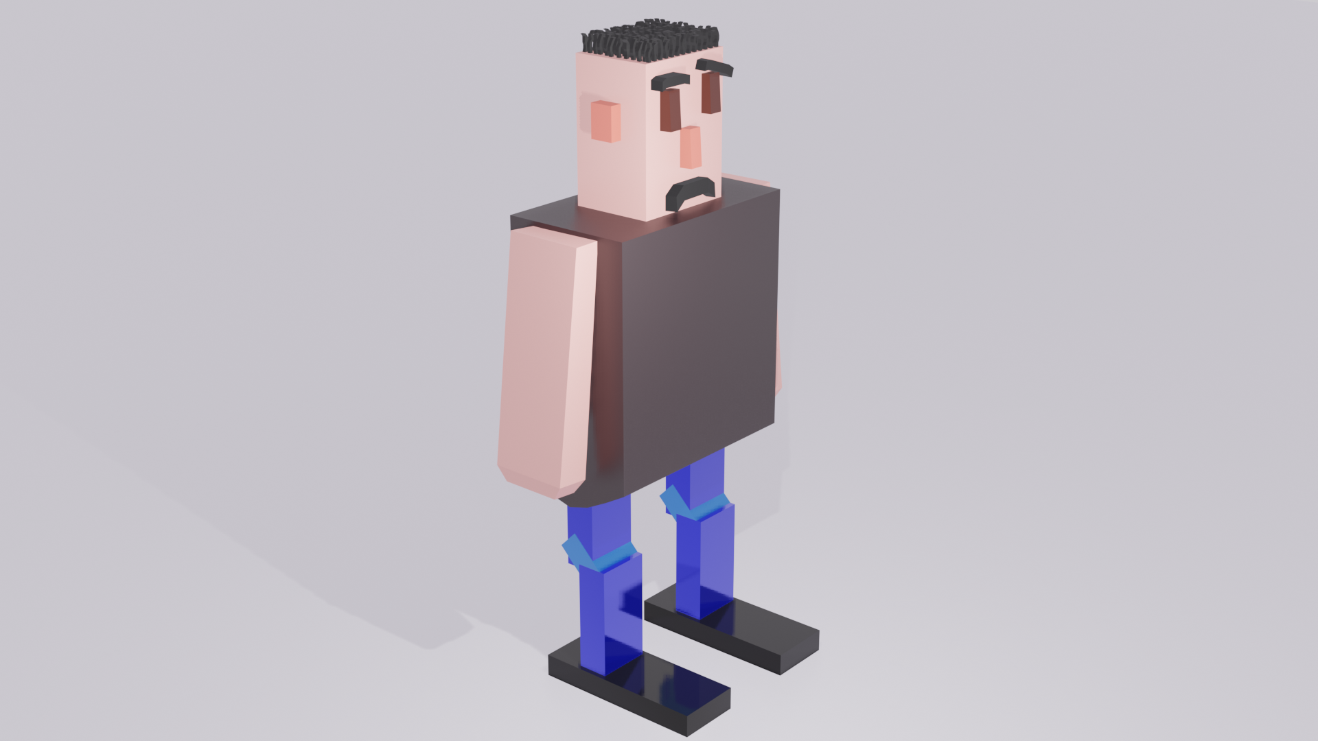 Low poly grumpy man