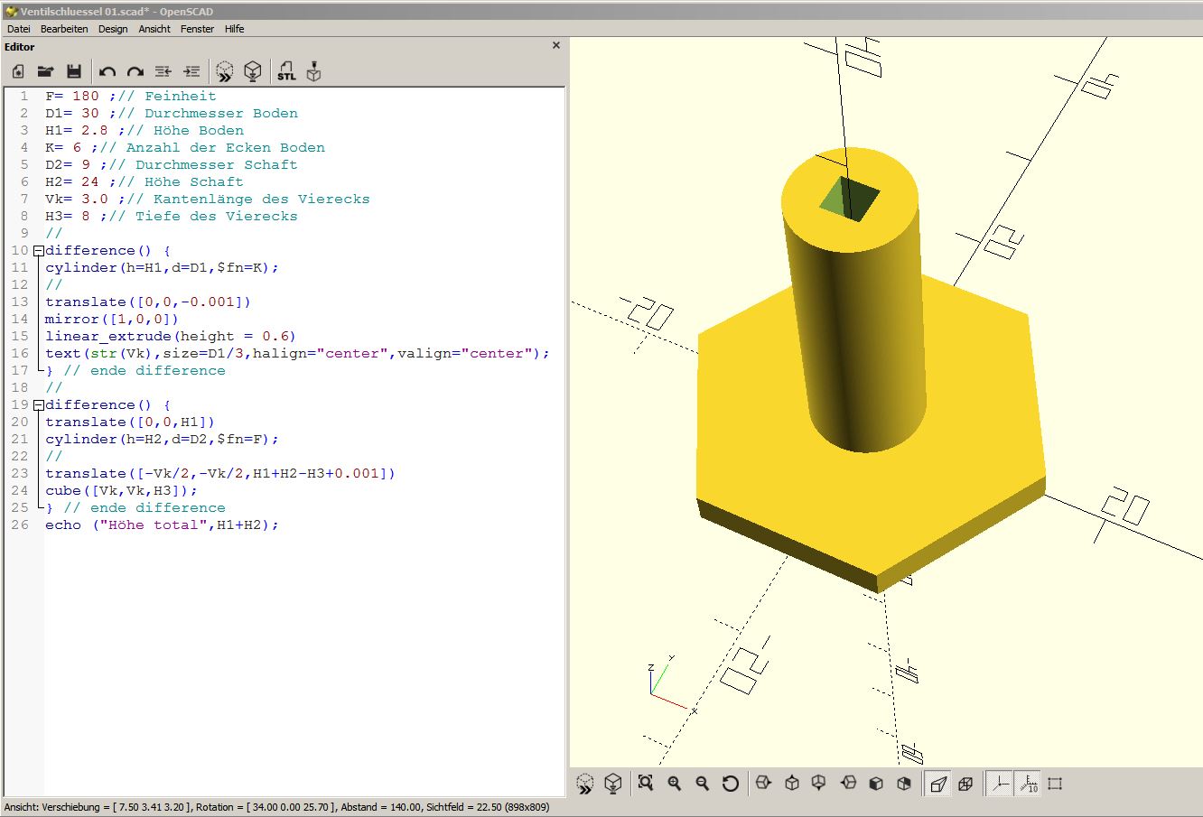 super simple valves tool OpenSCAD parametric