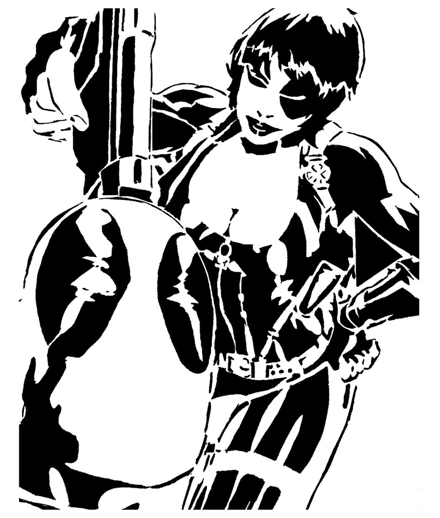 Deadpool and Domino stencil