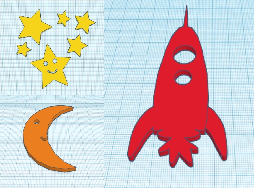 Stars, Moon & Rocket (fluorescent space for kids)