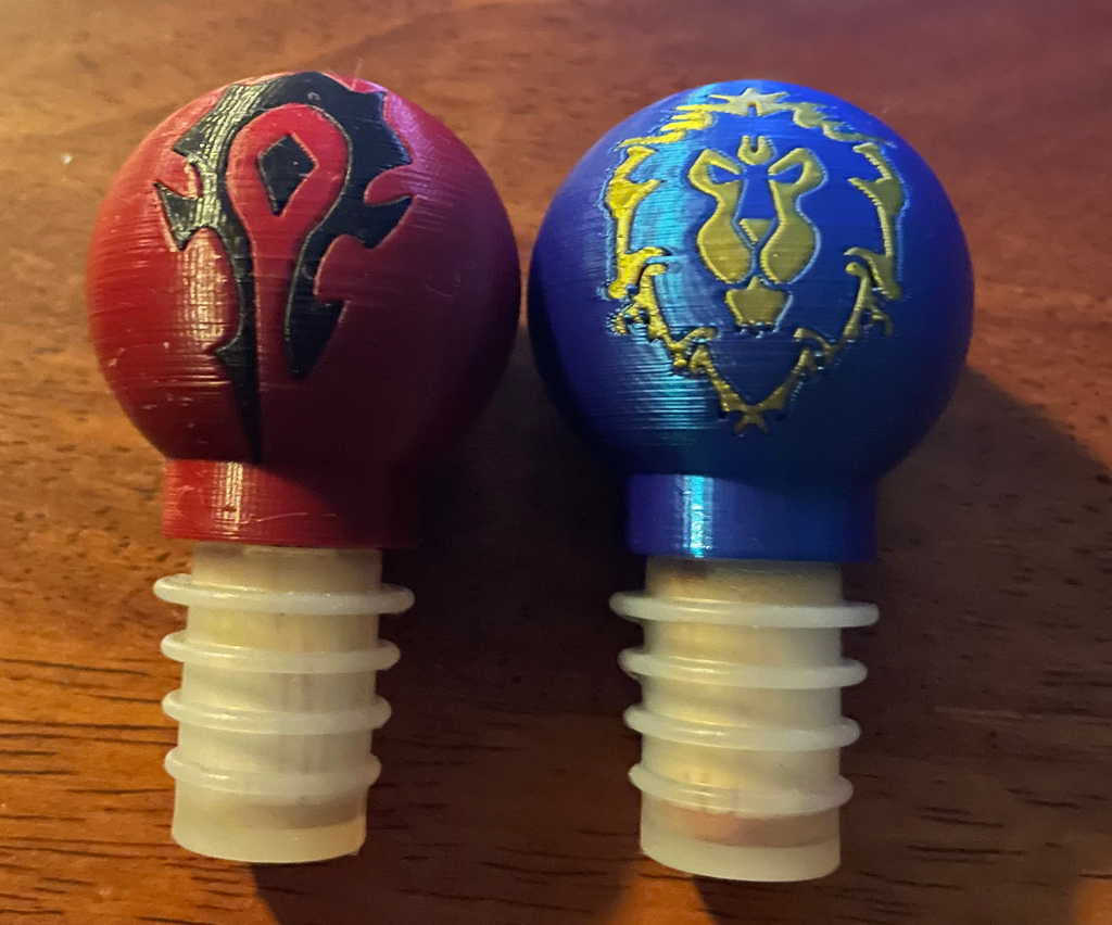 Horde and Alliance Themed Bottle Stoppers