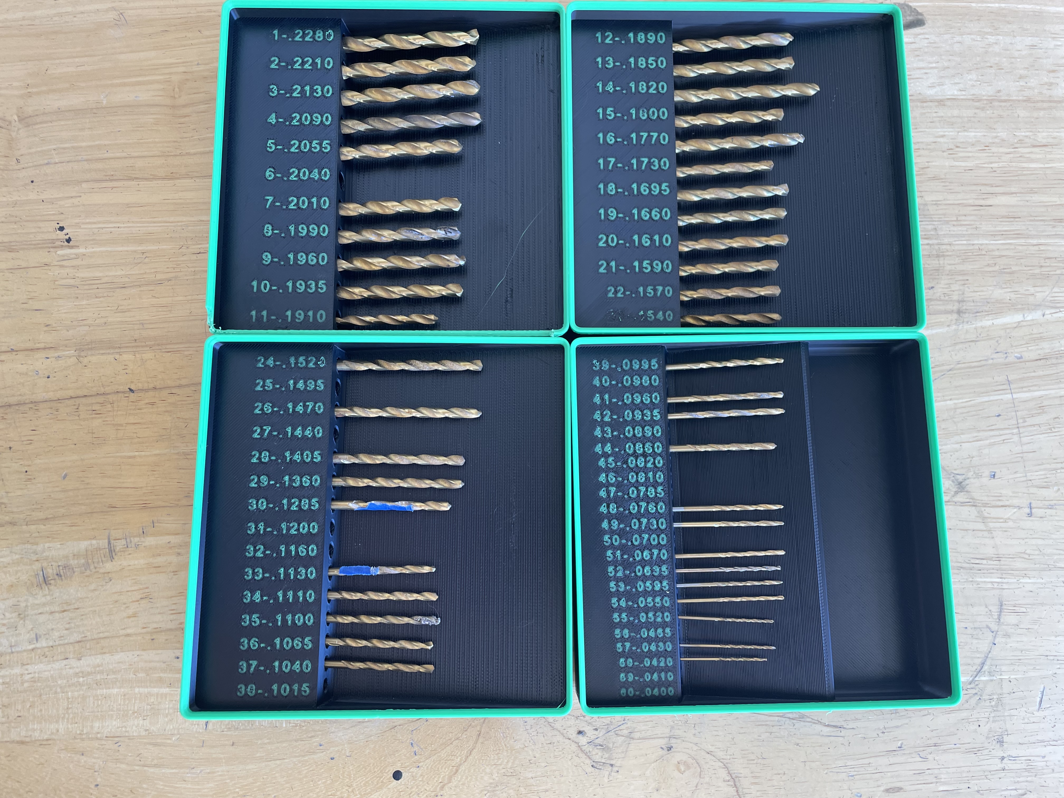 3X3 Gridfinity Drill Bit Holders - Numbered drill bits