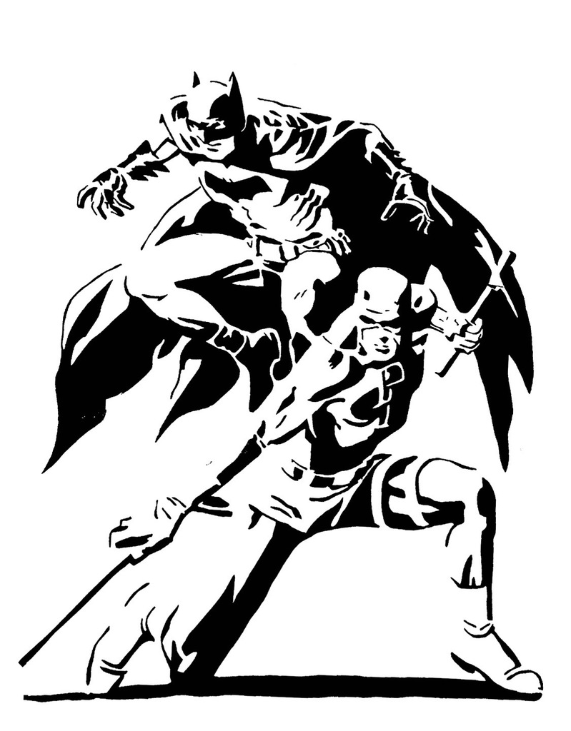 Batman and DareDevil stencil