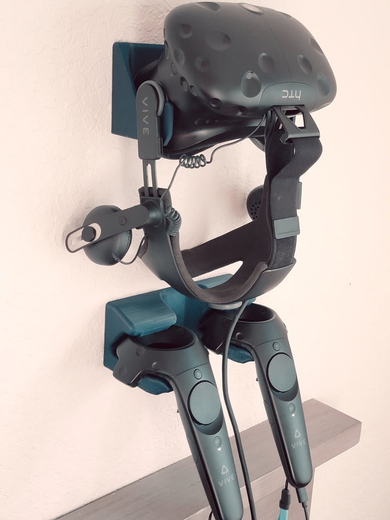 HTC Vive VR controller & headset wall mount holder