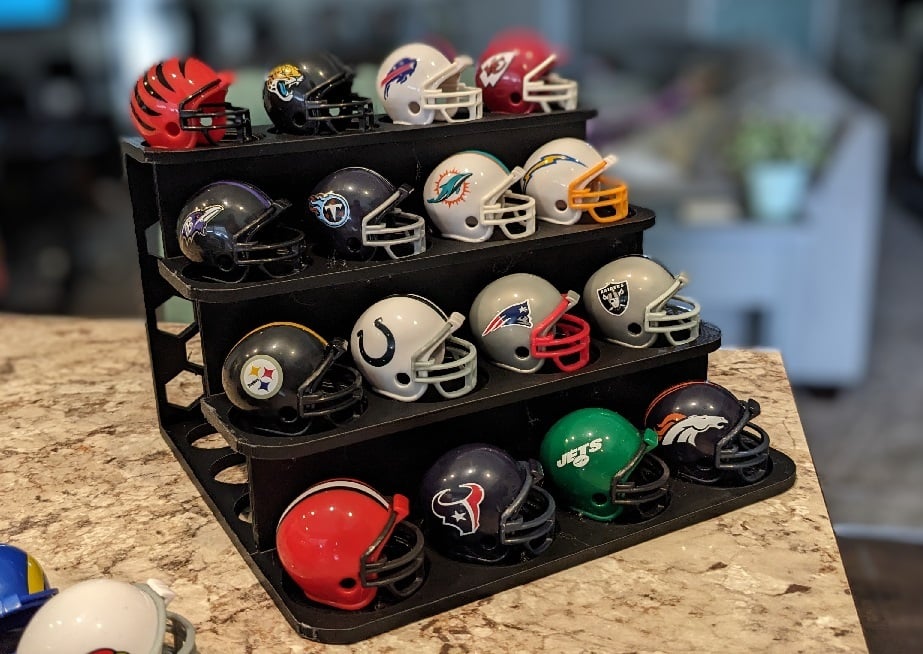 NFL Mini Helmets display shelf