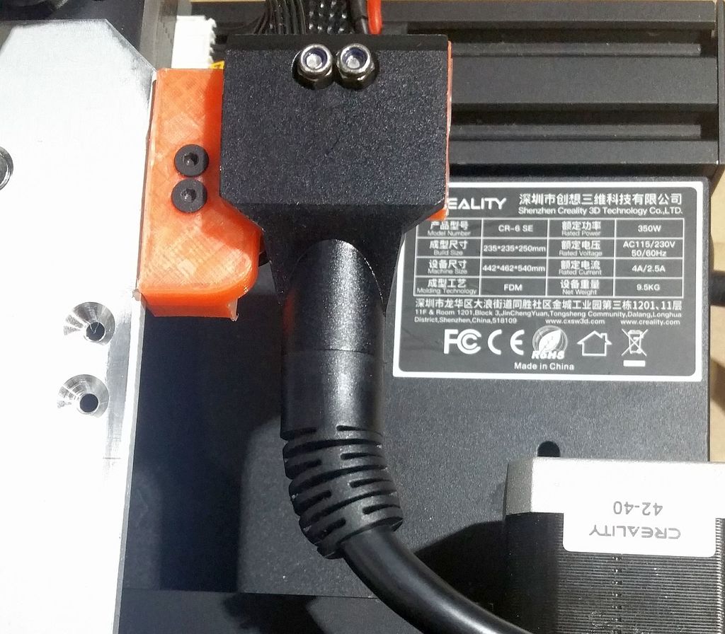 Creality CR6 SE heatbed cable adapter rotate Strain Relief
