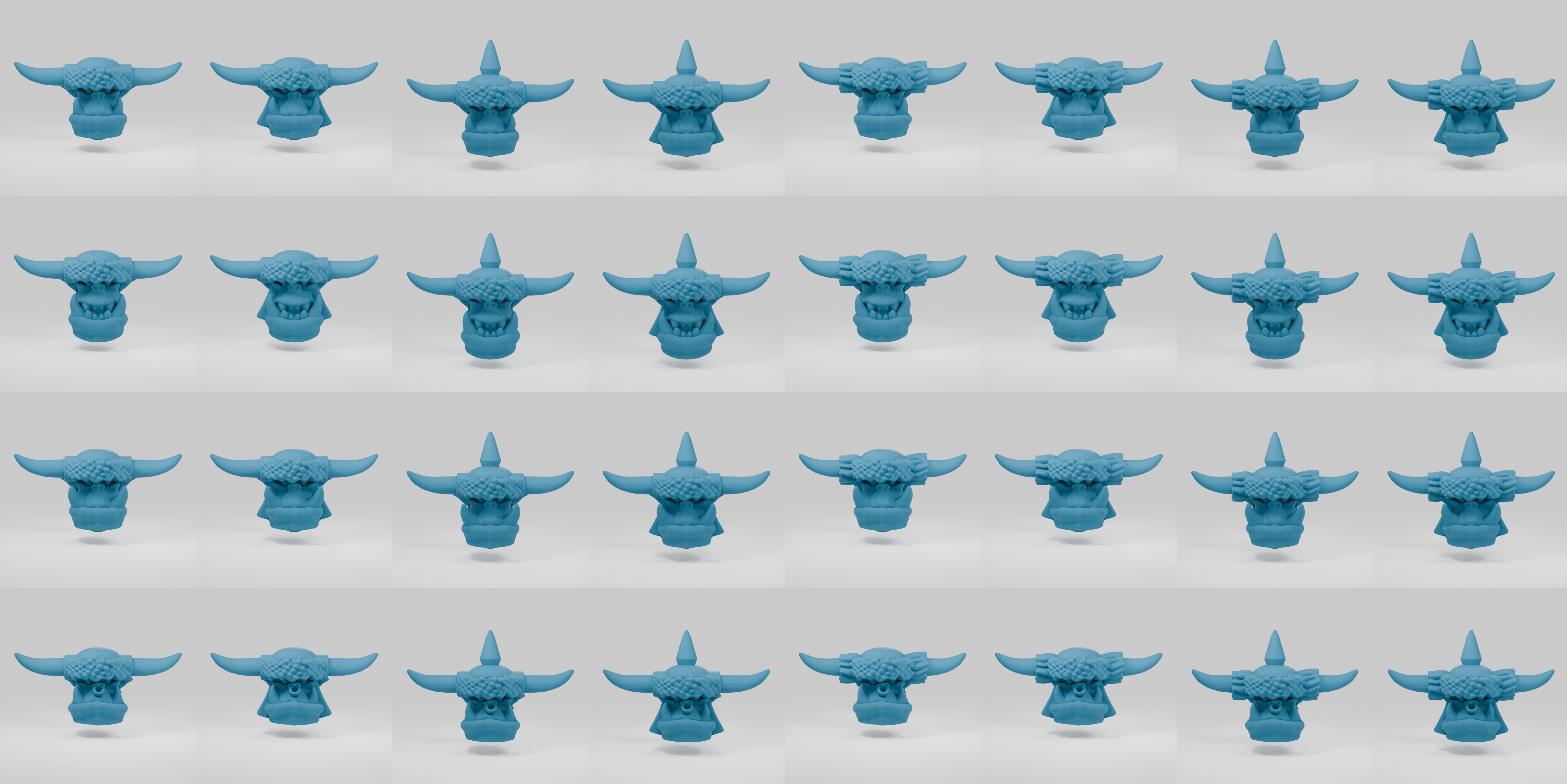 Orcish heads with big horned helmets