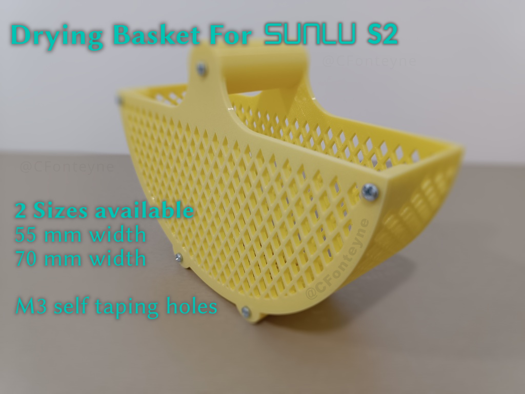 Sunlu S2 Dryer Basket with selftaping M3 screw holes 55 mm or 70 mm width
