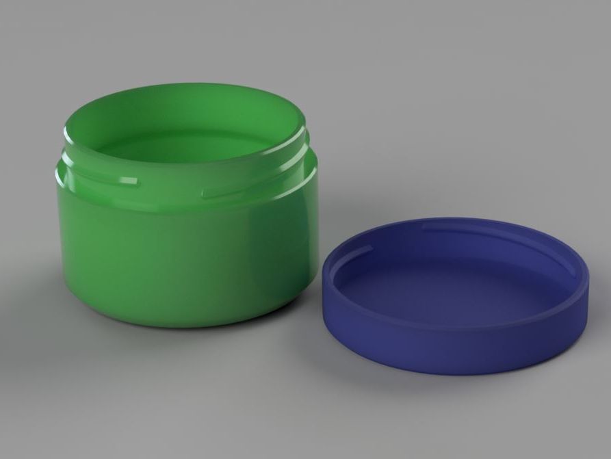 Triple threaded round box with lid