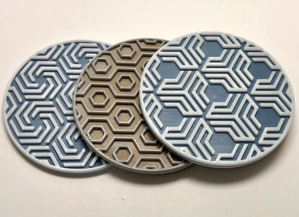 Hex Pattern Coasters With Drip Ring
