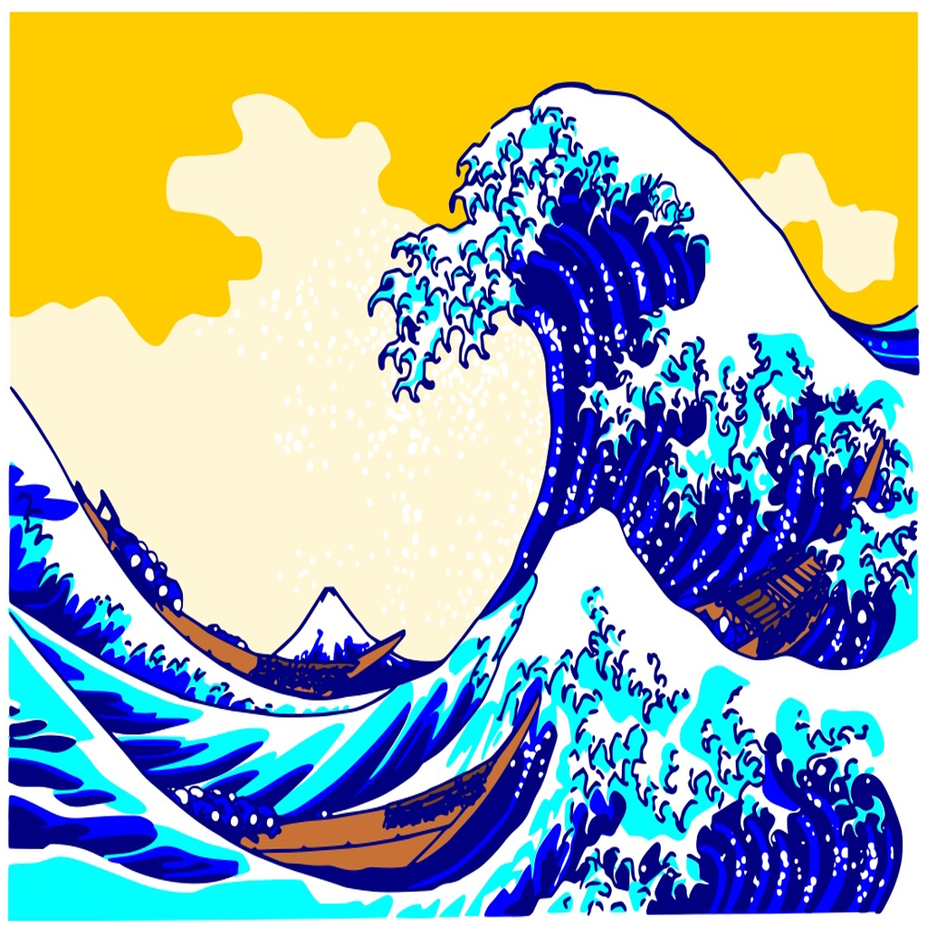 Great Wave Off Kanagawa ukiyo-e Woodblock Print recreation