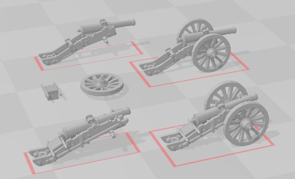 1-100 French Napoleonic Artillery - Guns Only 3D model