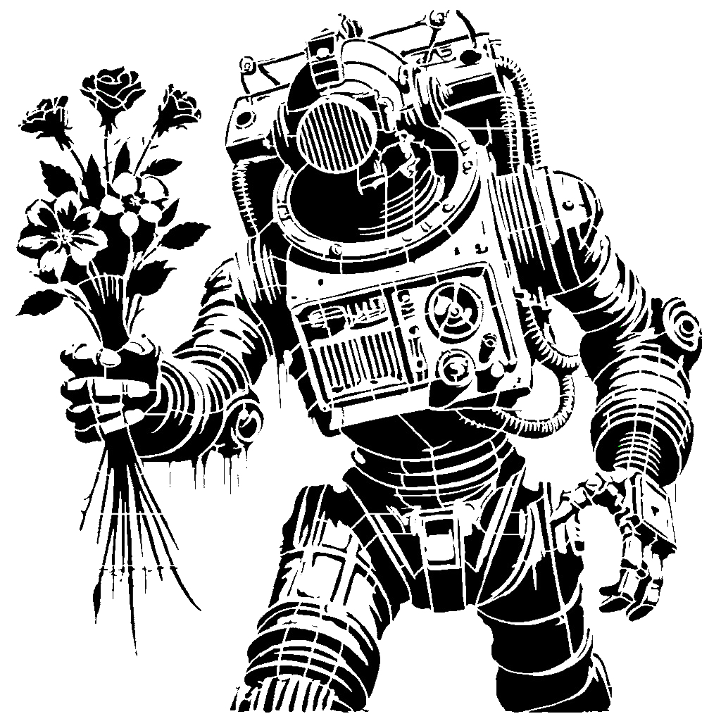 Flower Robot stencil 3