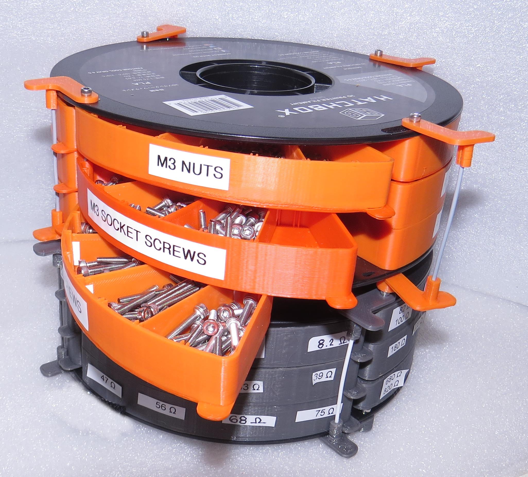 Locking Stackable Filament Spool Drawers for Small Parts