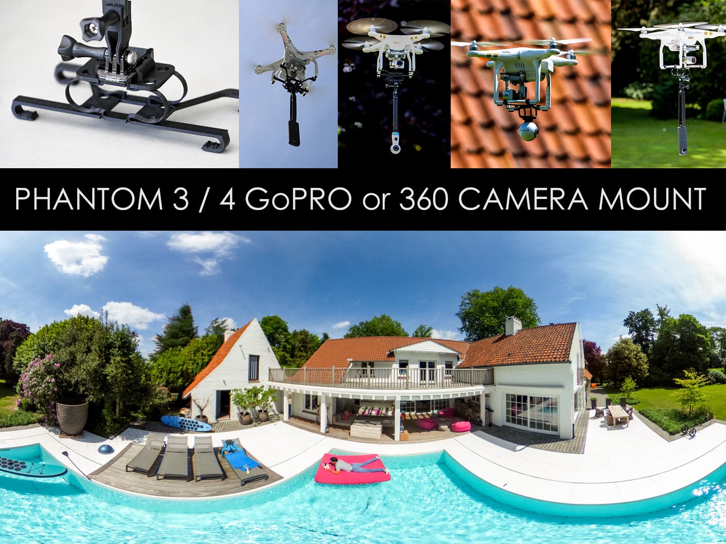 DJi Phantom 3 GoPro or 360 camera mount (does not fit the Phantom 4)  ...