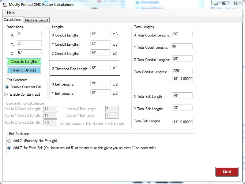 Mostly Printer CNC / Multitool Layout Size Calculator