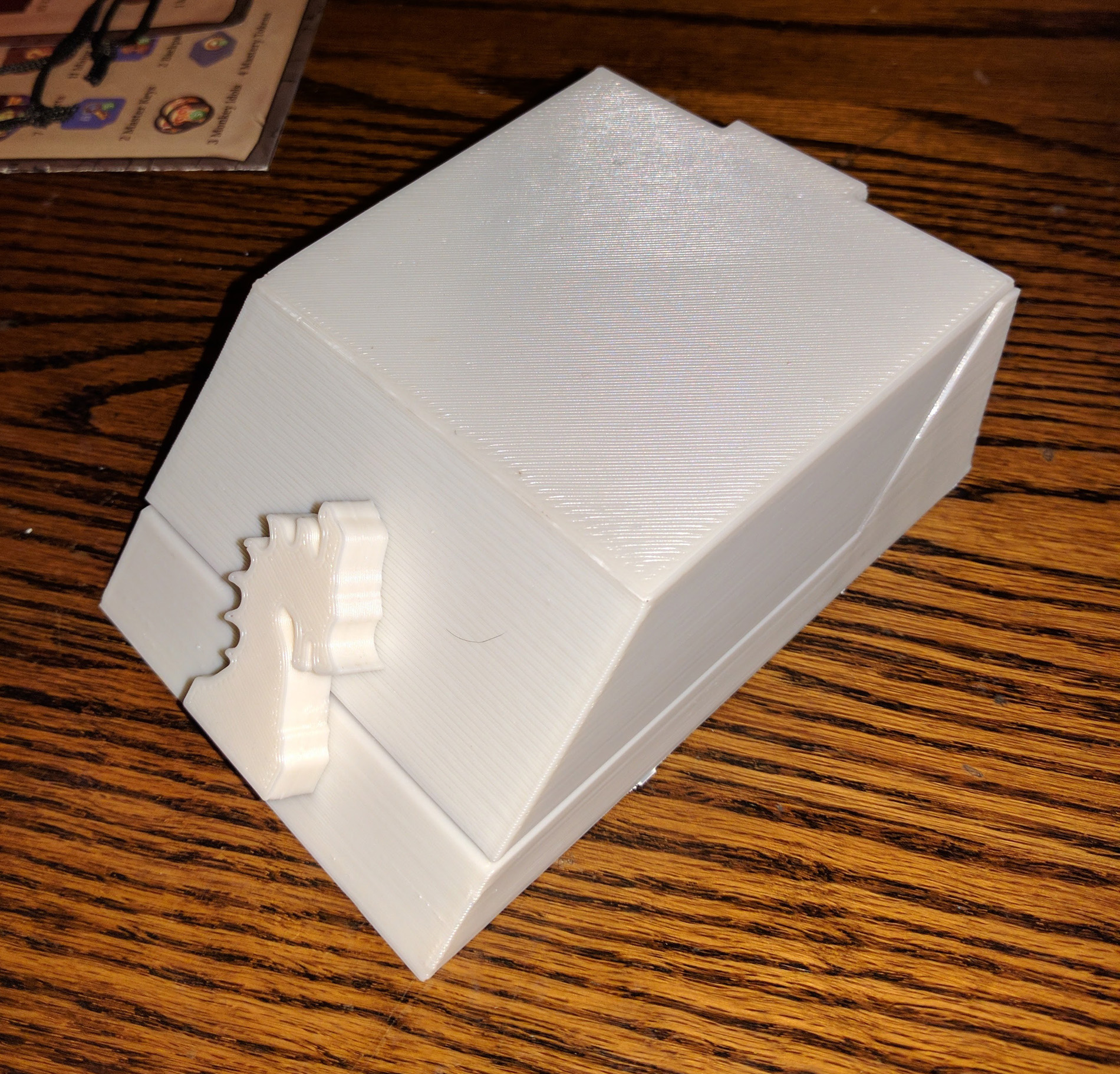 Slanted deckbox for cards (sized for Clank + sunken treasures expansion)