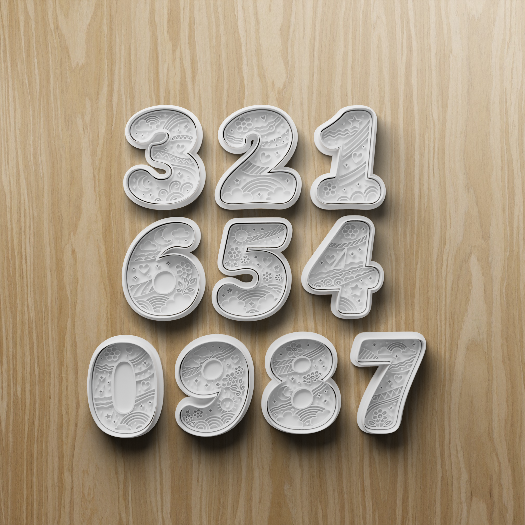 Number Cookie Cutter STL Bundle | 0-9 Fondant Cutter Set | 3D Printable Baking Files