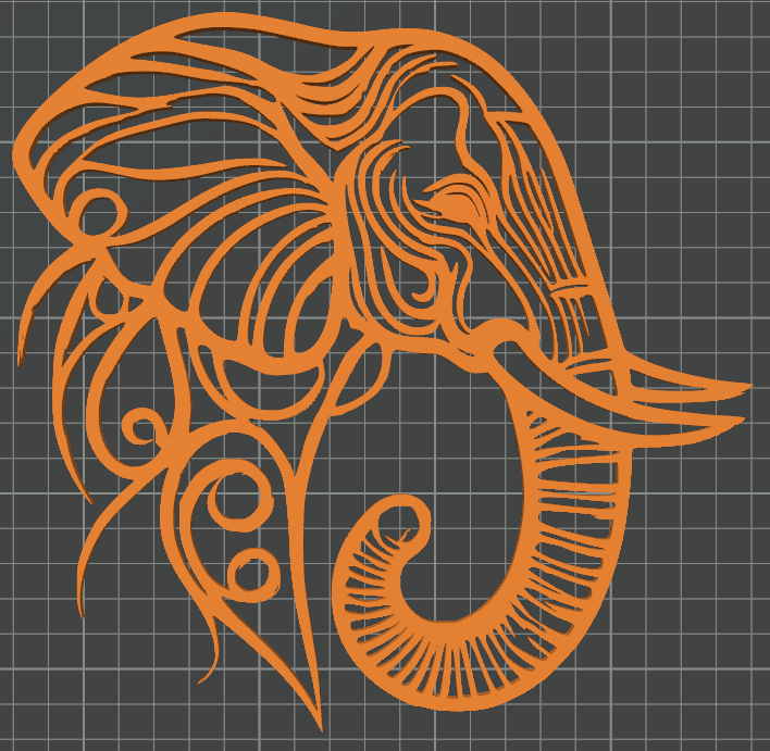 Graceful Elephant Wall Art - 3D Printable Decor with Connected Lines