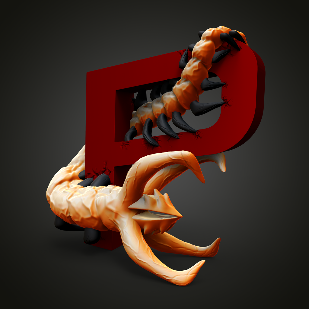 Parasite P Realistic 3D Logo
