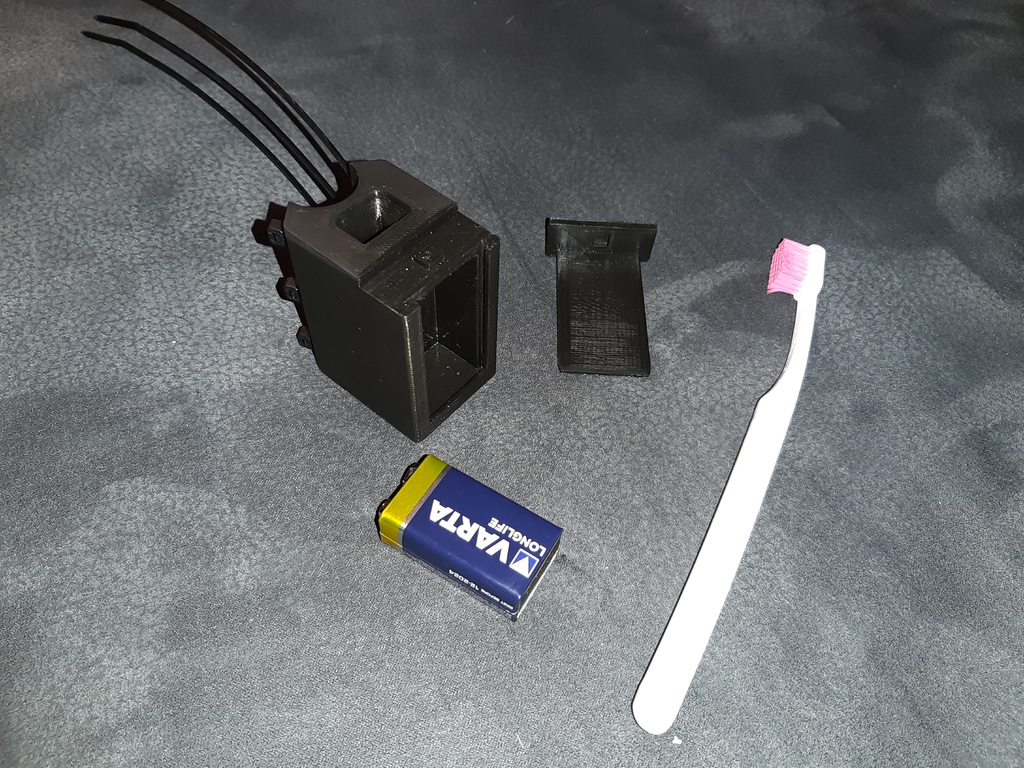 Brush holder and rainproof box for 9V spare battery for pinpoint