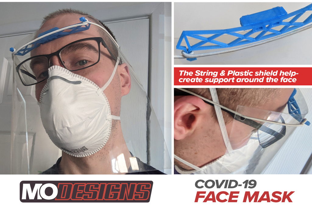 Covid-19 Face Shield / Mask / Visor - Easy to Print Design