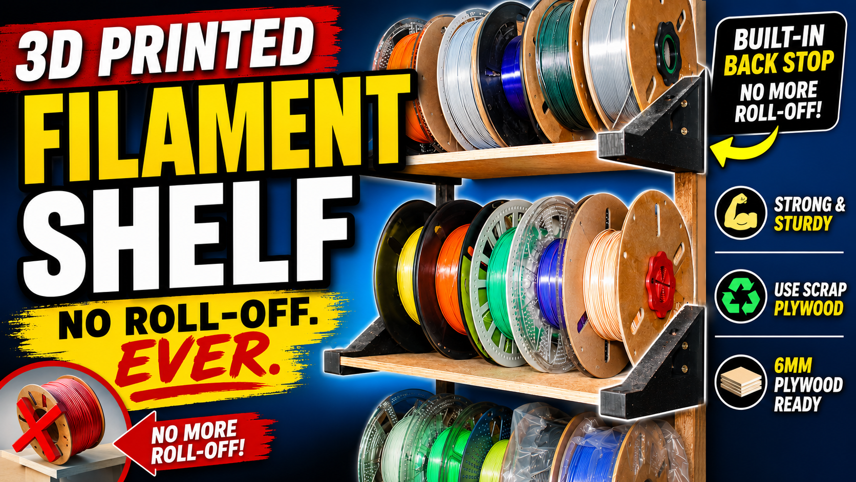 Filament Shelf Brackets | Uses Scrap 6mm Plywood