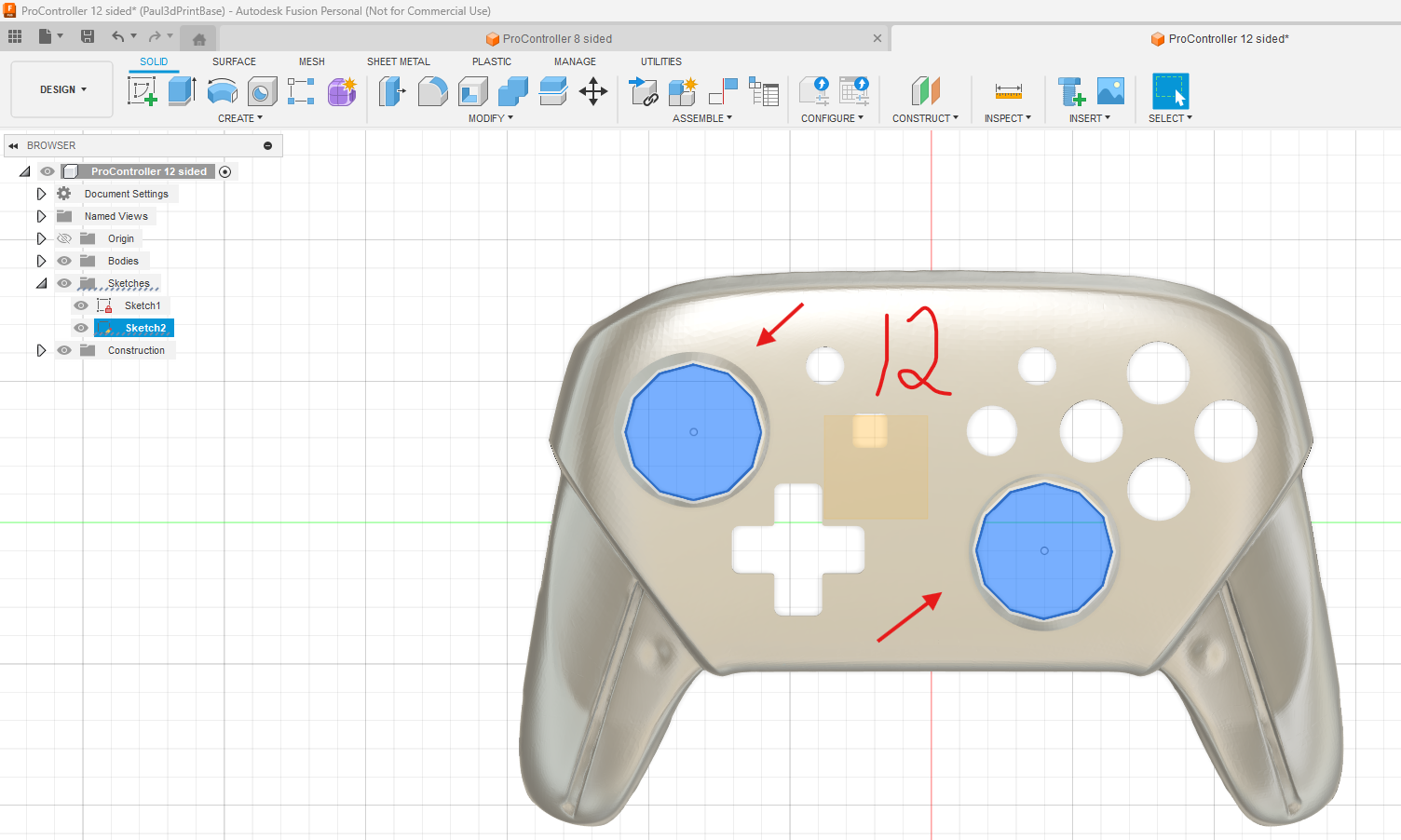 Pro Controller Front Plate Notched 12 sided