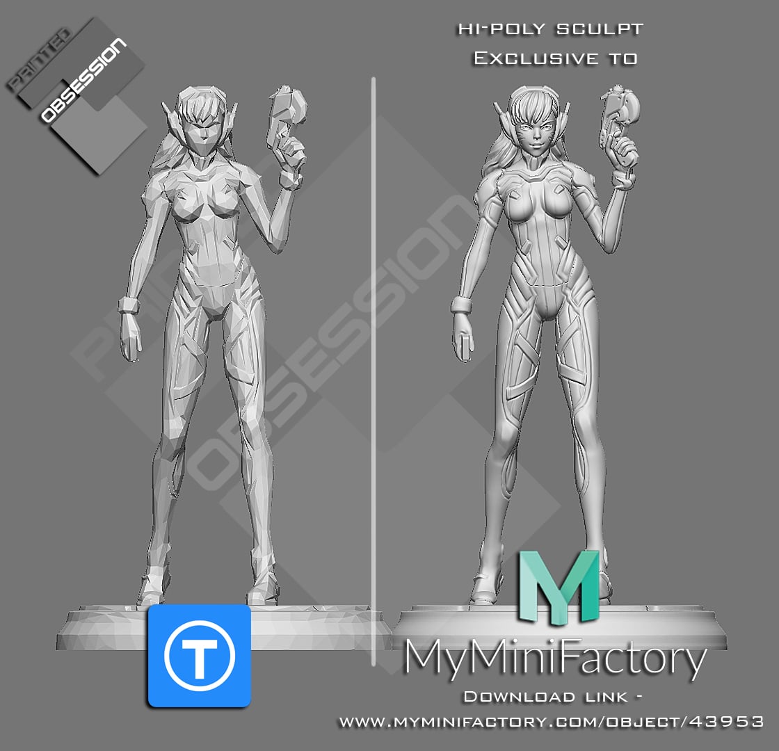 Overwatch - D.va - Full character - Low poly. full resolution version in discription.