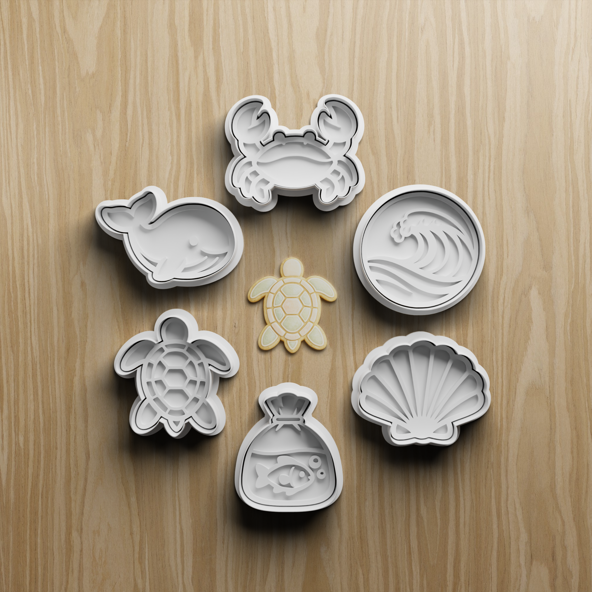 Ocean Cookie Cutter STL Bundle | Sea Life Fondant Cutter Set | 3D Printable Baking Files