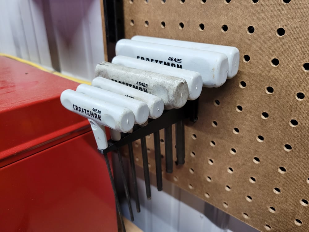 Pegboard T-Handle Metric Allen Wrench Rack (for 7 tools)