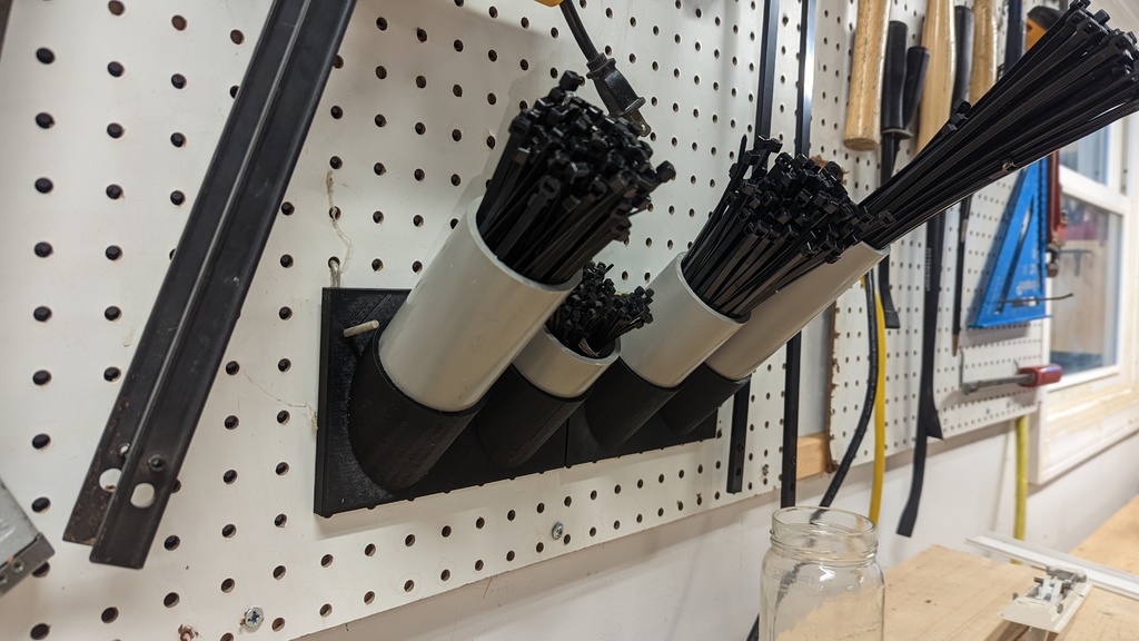 Pegboard Zip tie Holder. Use 2 Inch PVC on the inserts