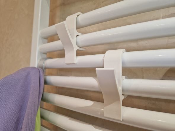 Clip-on support hook / holder for bathroom radiator - Clothes and towels