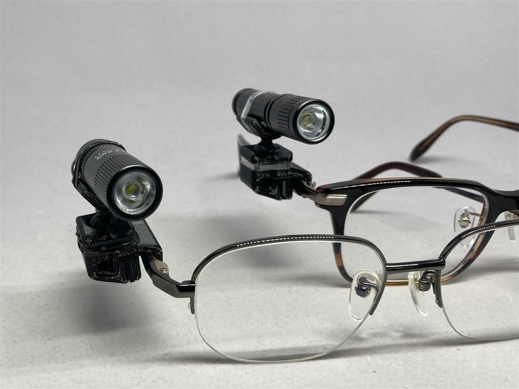 EDC Flashlights Holder for Glasses V2 ( Ball Jointed )