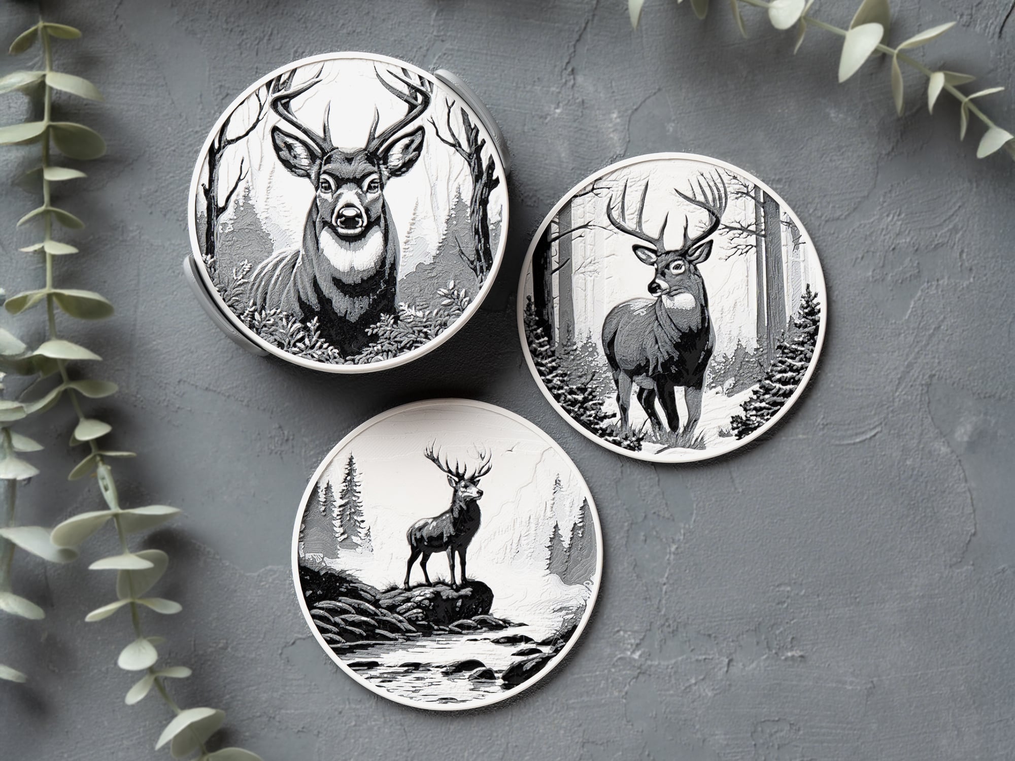 Winter Deer Coasters