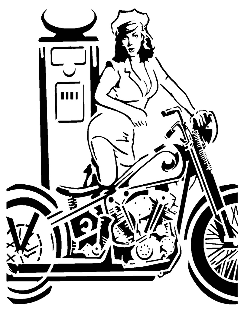 Biker Girl stencil 2