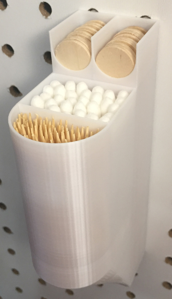 Popsicle sticks + toothpick + cotton swabs pegboard container with optional lid