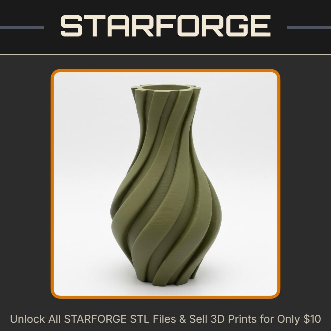 Elegant Swirling Planter with Curved Ribbed Design Vase Mode StarForge Kits 3D Print STL File