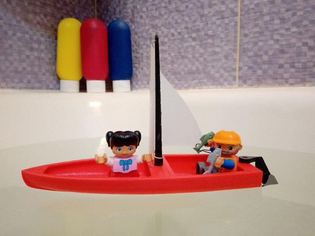 Simple boat skiff remix w/ duplo lego man mount